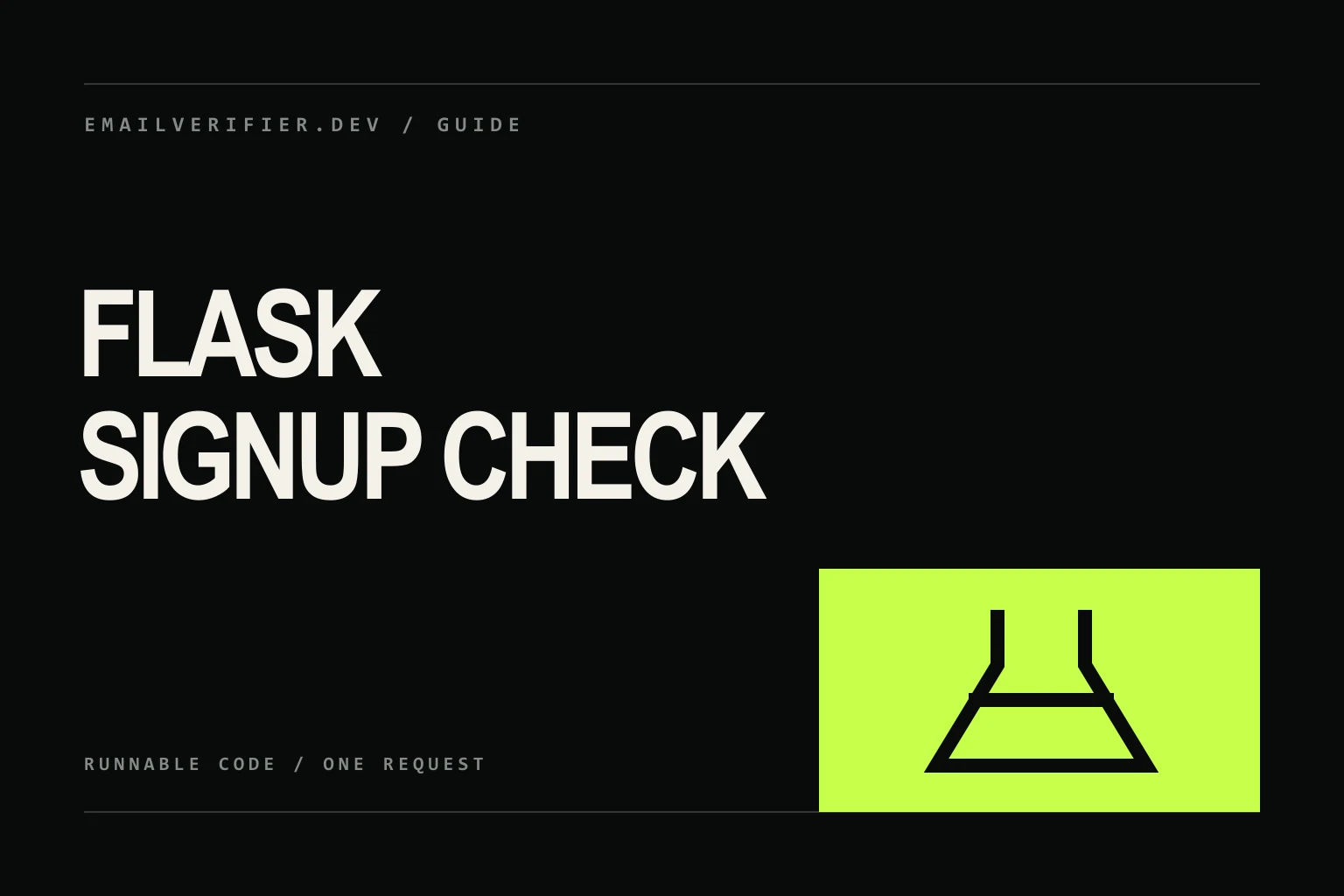 Flask email signup cover with a compact route line and a blocked disposable envelope.