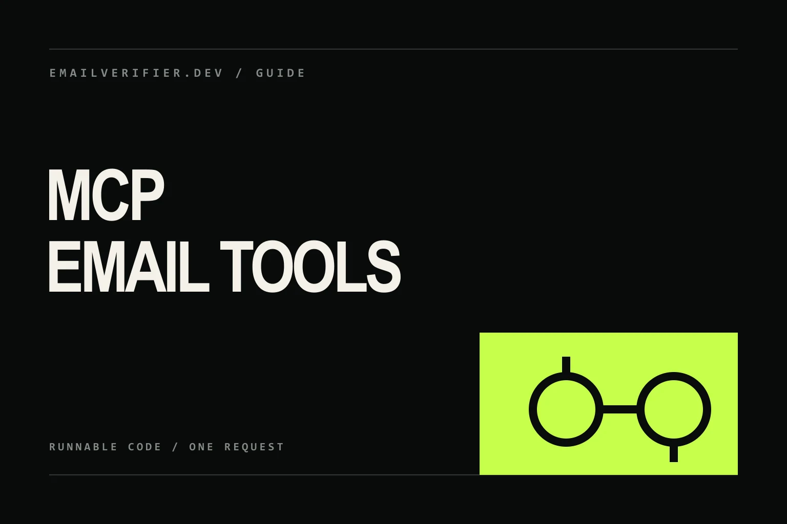 MCP email verification cover with an agent connected to two small tools.