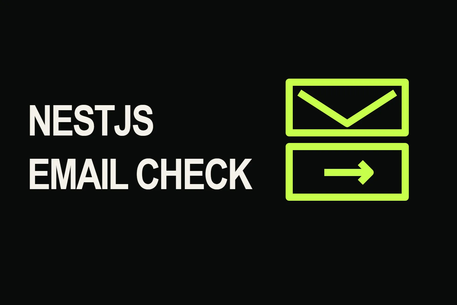 NestJS email check cover with one message moving through stacked application modules.