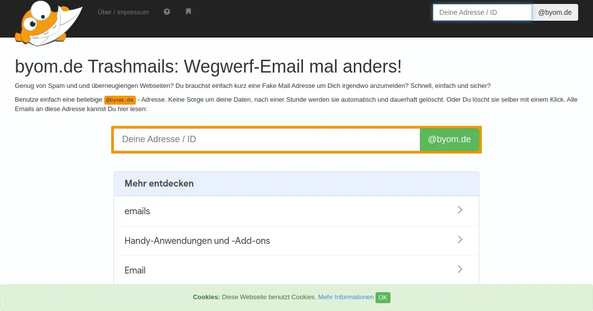 Website homepage preview for byom.de