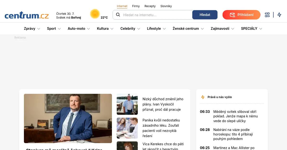Website preview for centrum.cz