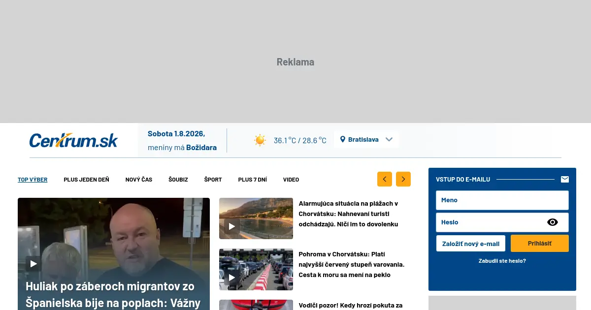 Website homepage preview for centrum.sk