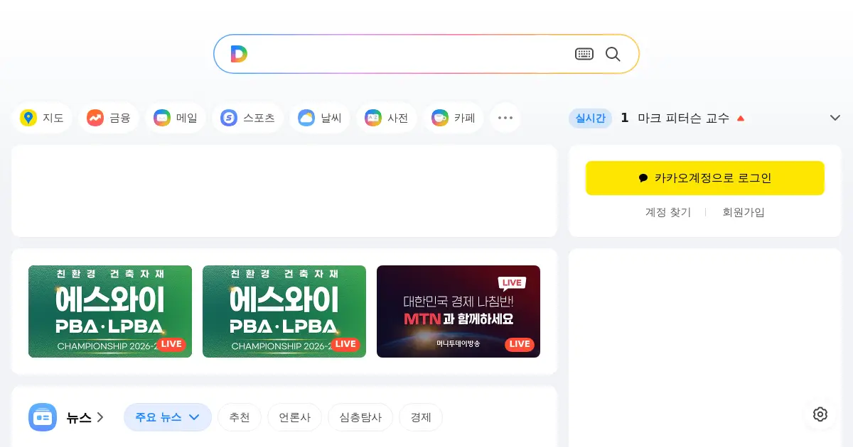 Website homepage preview for daum.net