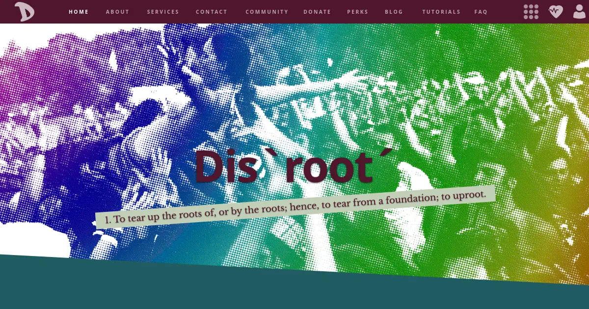 Website homepage preview for disroot.org