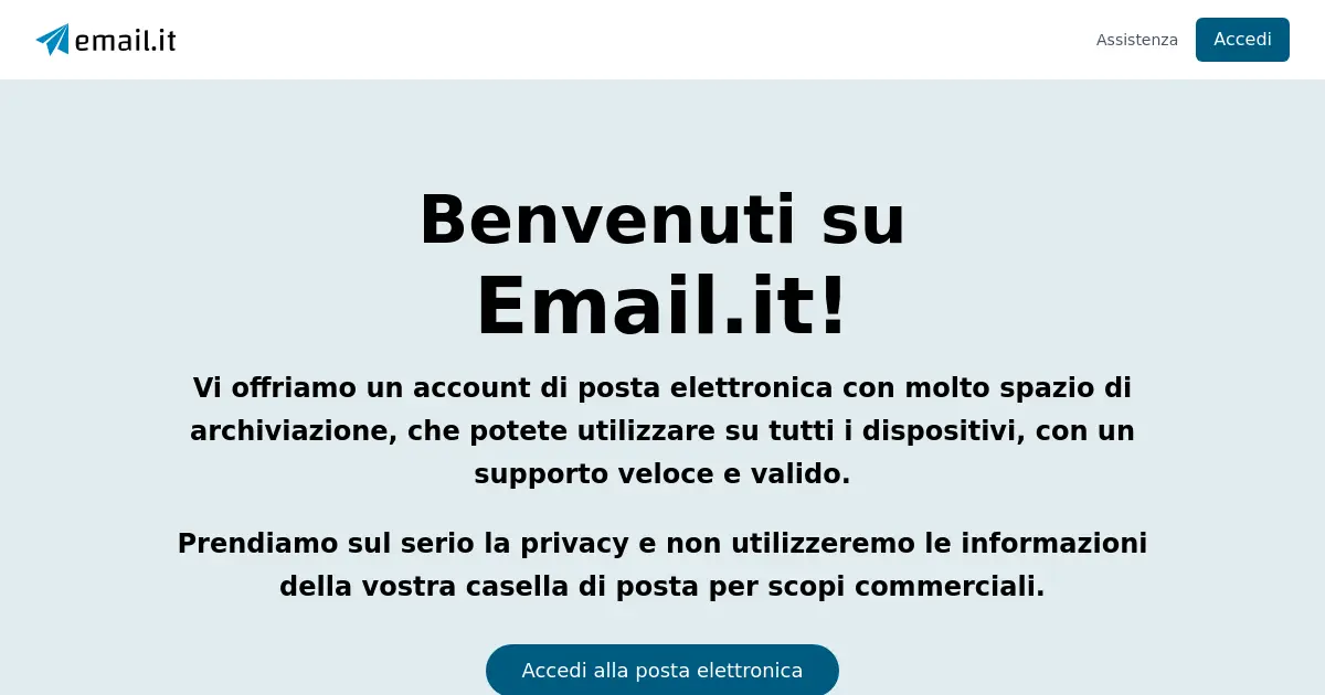 Website homepage preview for email.it