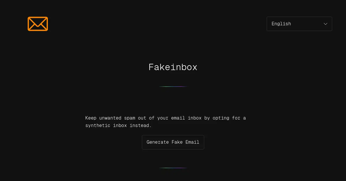 Website homepage preview for fakeinbox.com