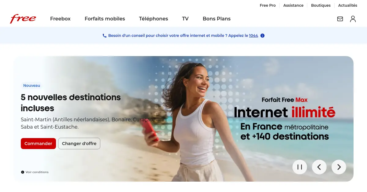 Website homepage preview for free.fr