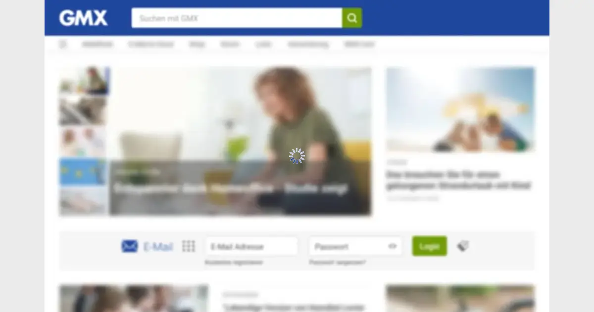 Website homepage preview for gmx.ch