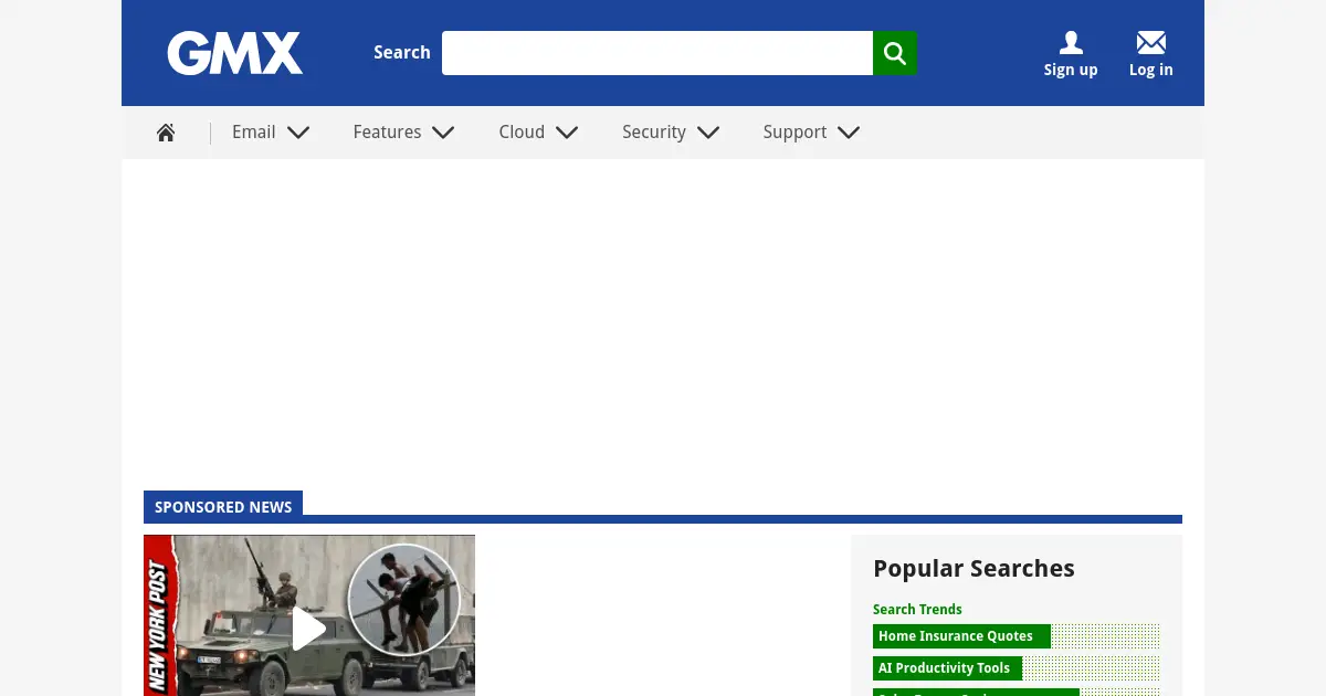 Website homepage preview for gmx.co.uk