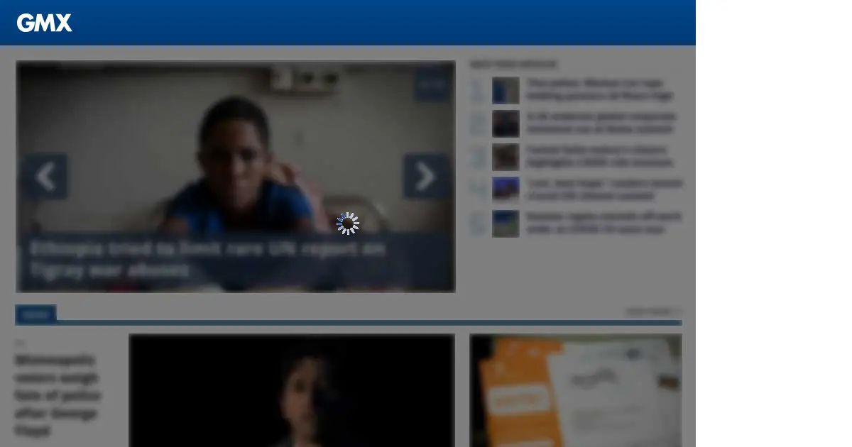 Website homepage preview for gmx.com