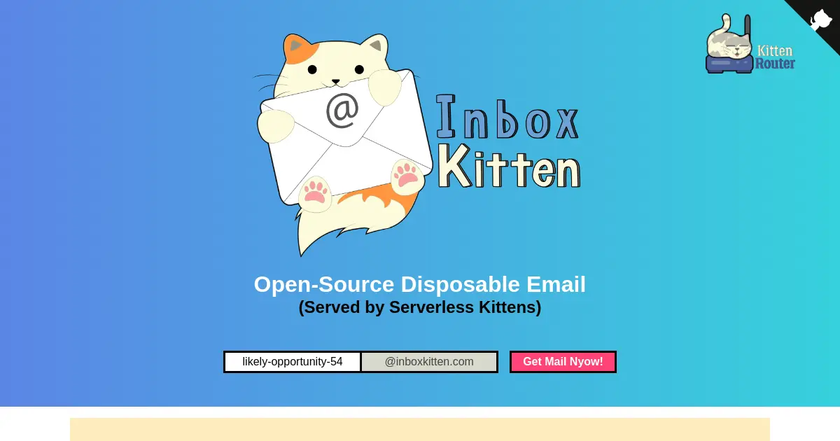 Website preview for inboxkitten.com