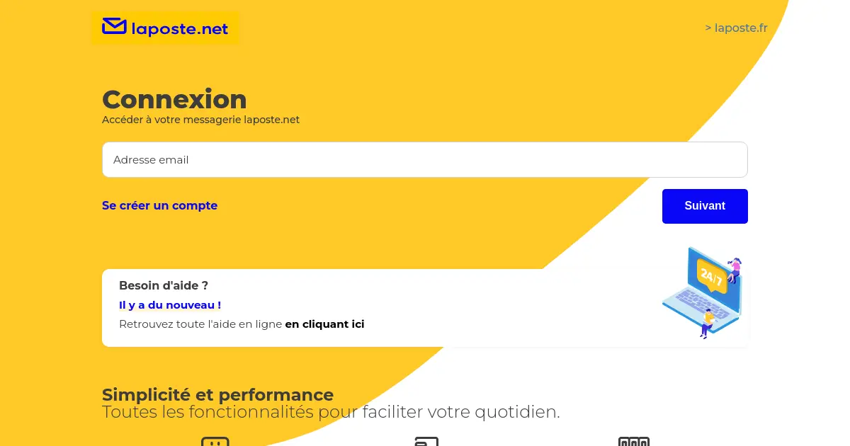 Website homepage preview for laposte.net