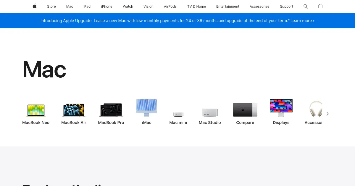 Website homepage preview for mac.com