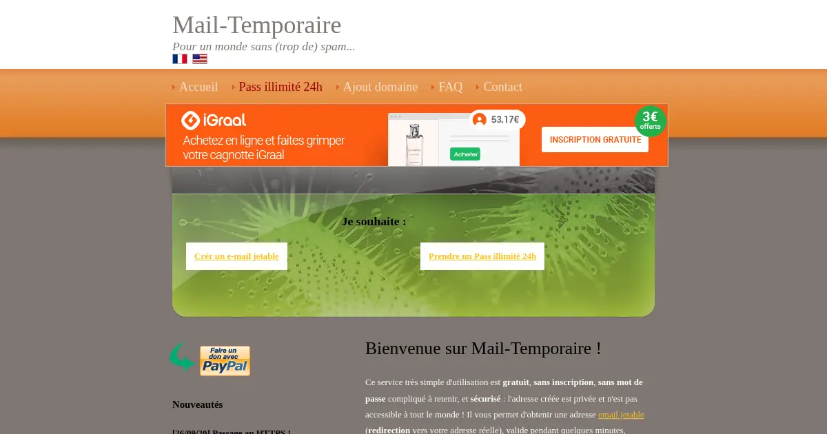 Website preview for mail-temporaire.fr