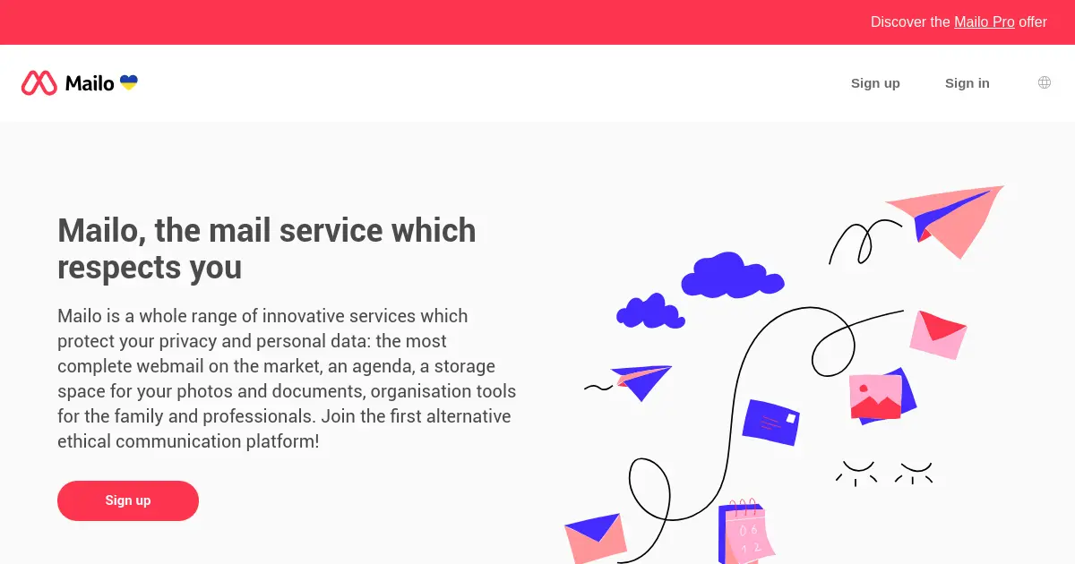 Website homepage preview for mailo.fr