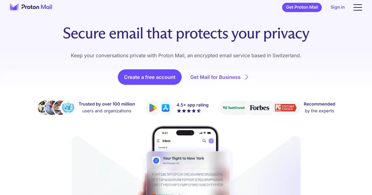 Website preview for protonmail.ch