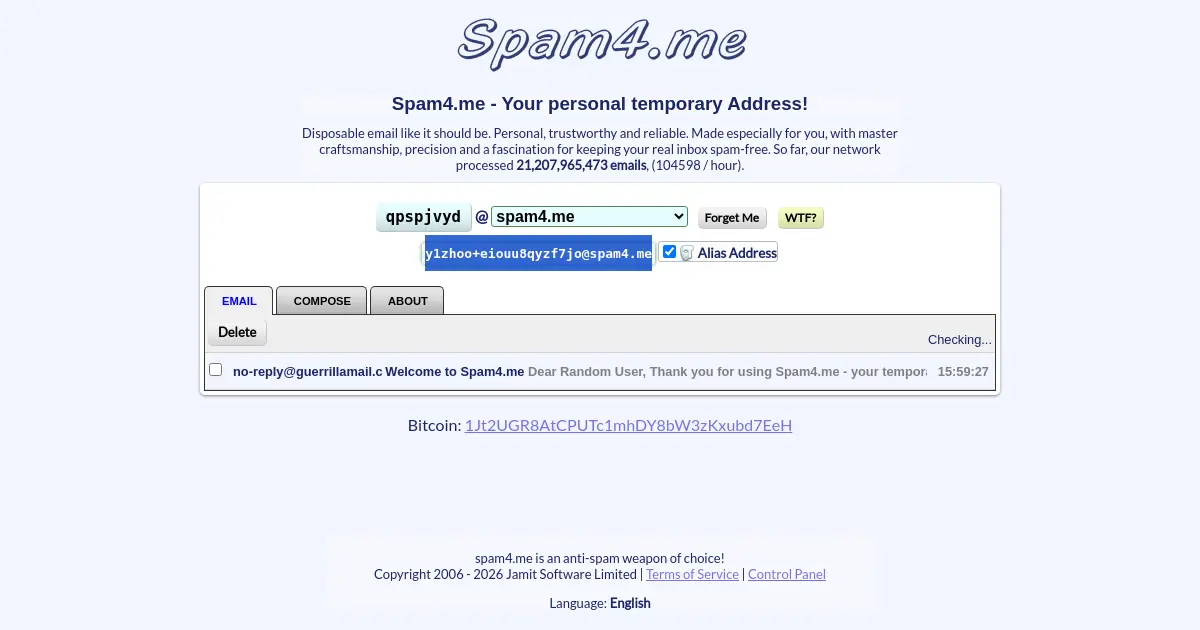 Website preview for spam4.me