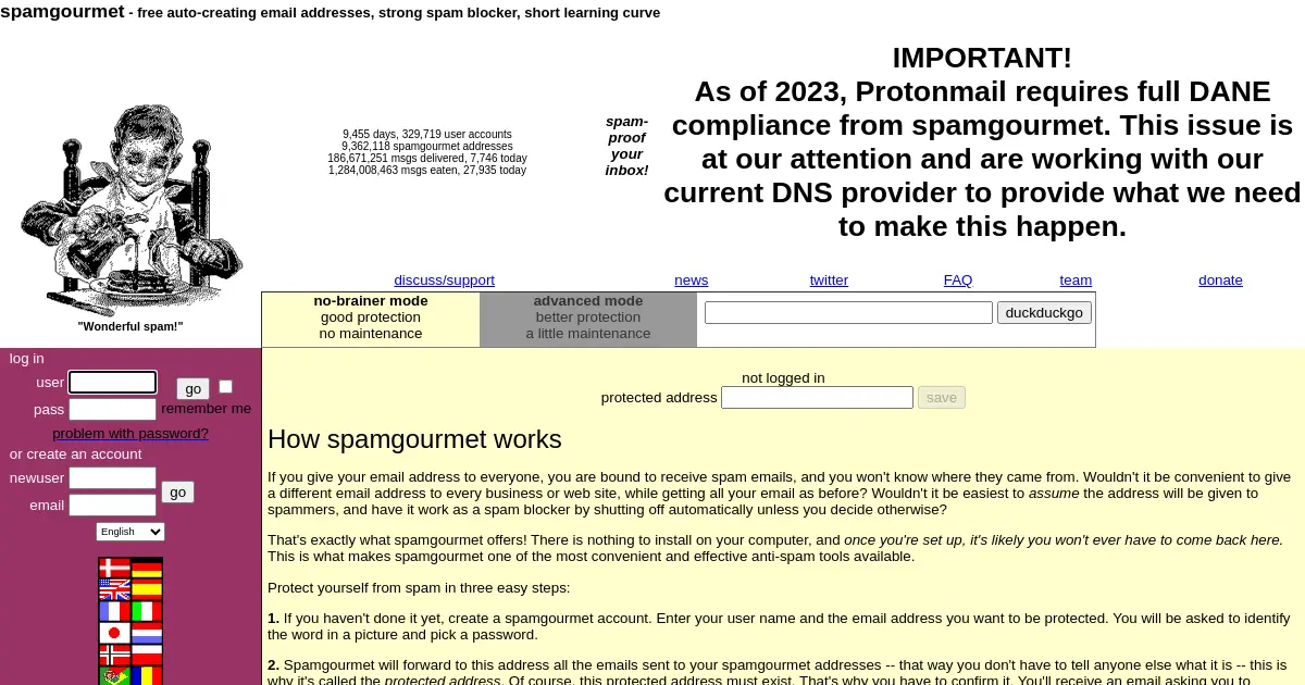 Website preview for spamgourmet.com