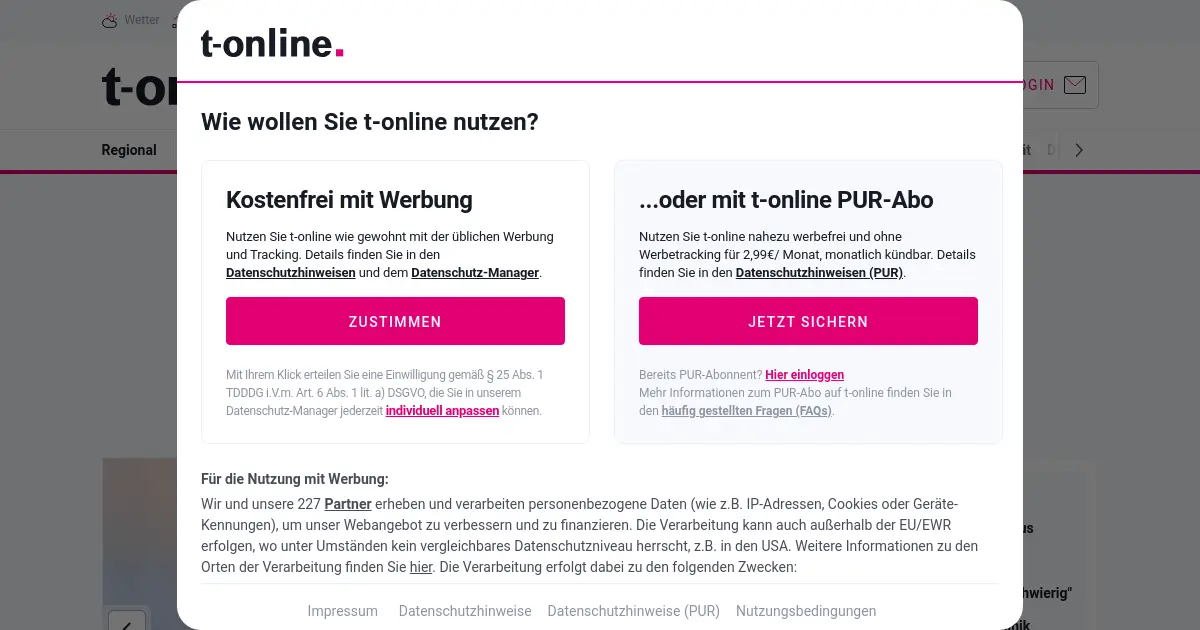 Website preview for t-online.de