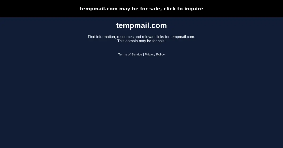 Website homepage preview for tempmail.com