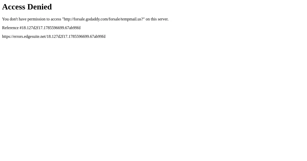 Website homepage preview for tempmail.us