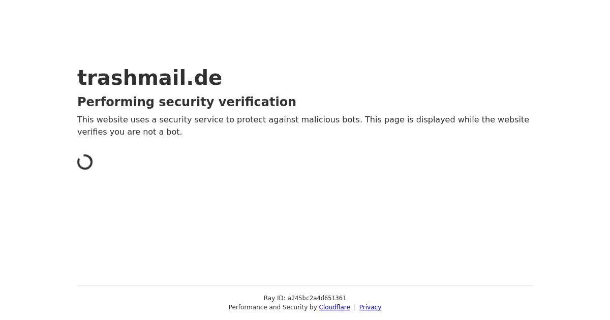 Website homepage preview for trashmail.de