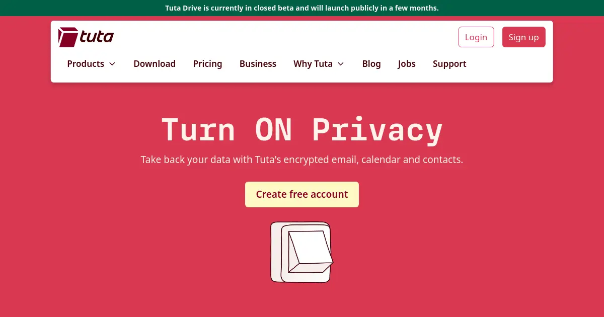 Website preview for tutamail.com