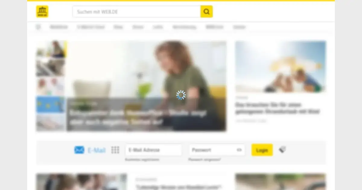 Website homepage preview for web.de