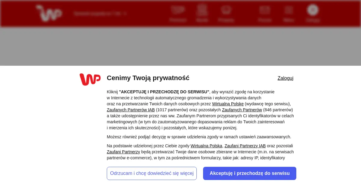 Website homepage preview for wp.pl